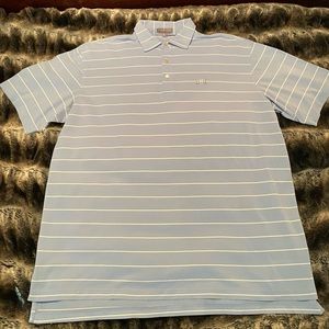 Peter Millar Summer Comfort Polo XL EUC Blue w White Stripe